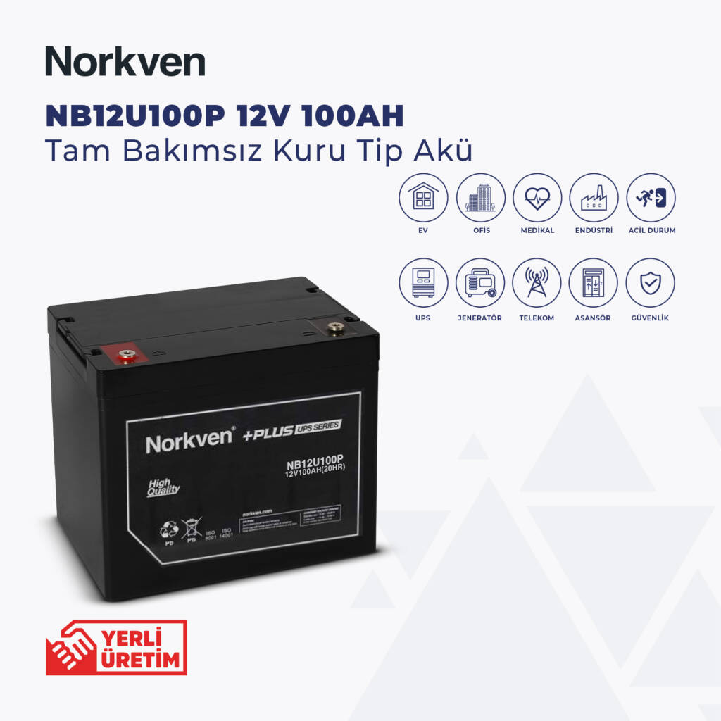 NB12U100P 12V 100AH Tam Bakımsız Kuru Tip Akü