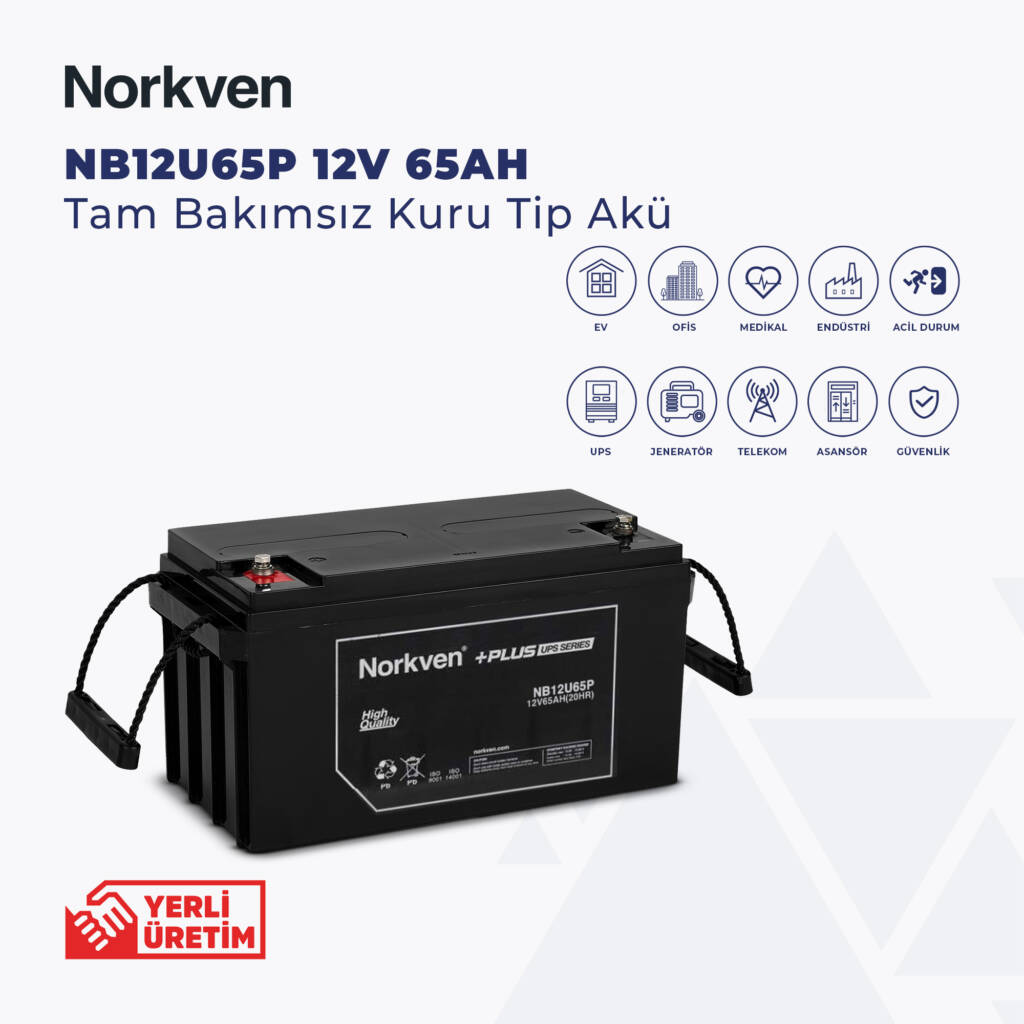 NB12U65P 12V 65AH Tam Bakımsız Kuru Tip Akü