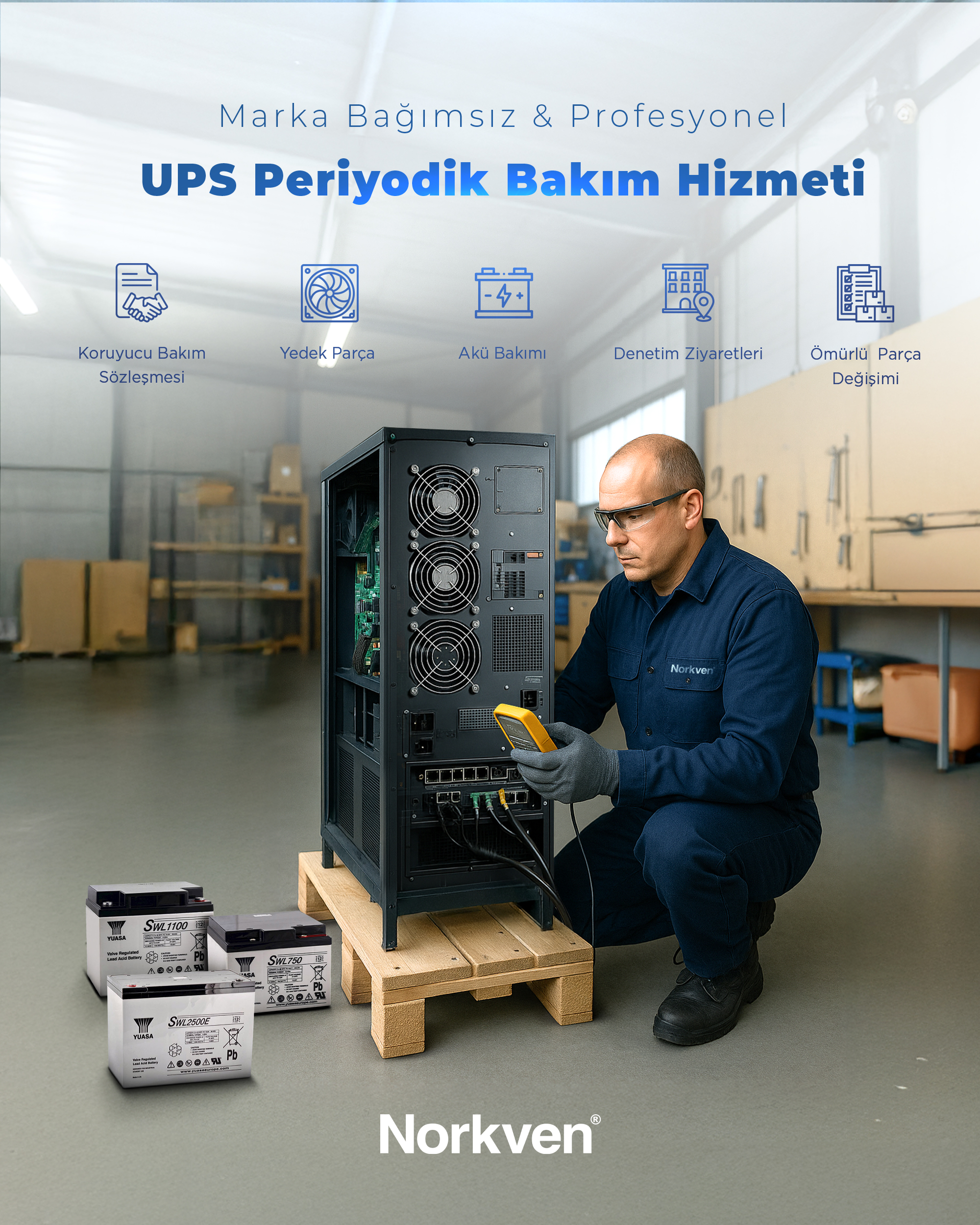 Marka Bağımsız UPS Kesintisiz Güç Kaynağı Bakımı | Norkven